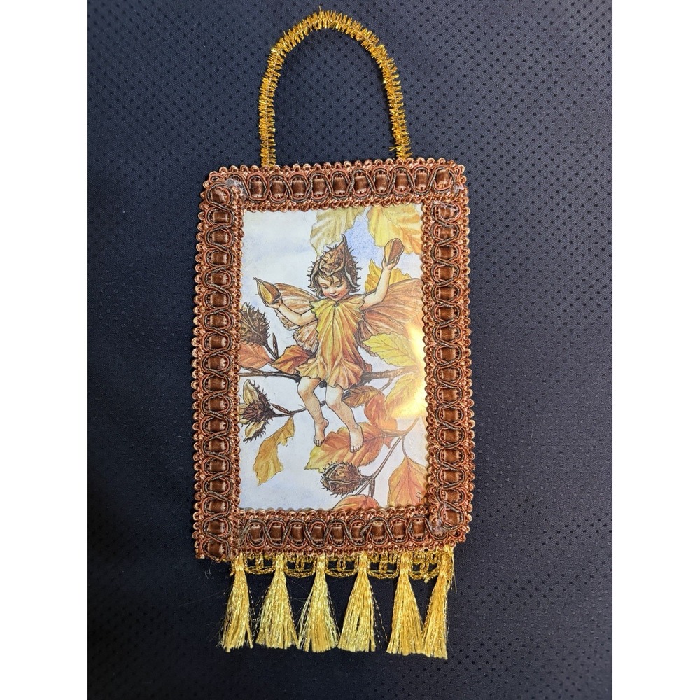 Handmade AUTUMN Flower Fairy Ornament~Retro Victorian Rust Braid Ribbon Tassels